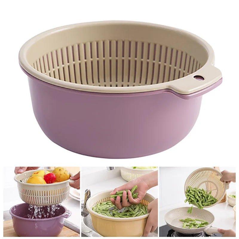 1 Set Double Drain Basket Bowl - go do best