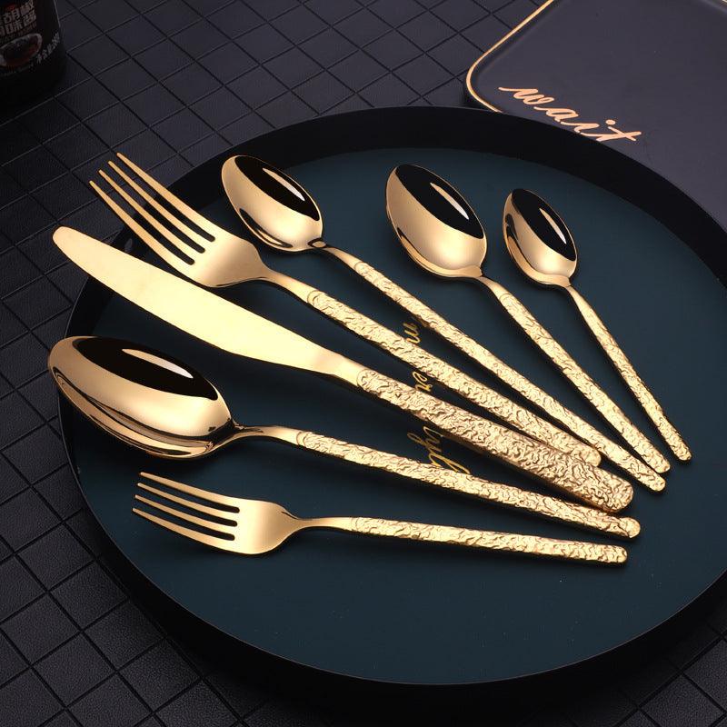 Embossed Textured Handle Steak Cutlery Western Cutlery - go do best