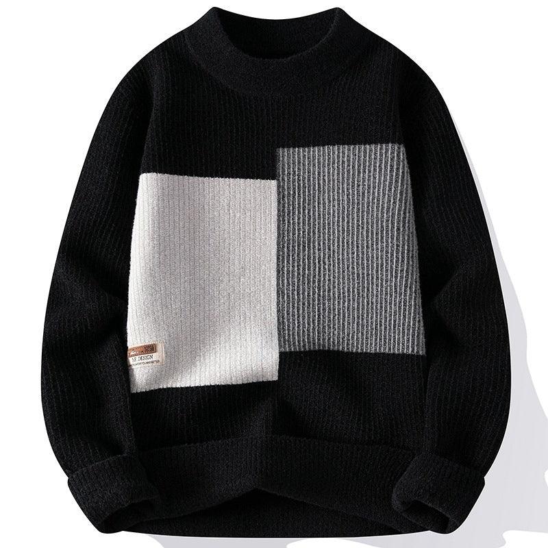 Contrast Color Sweater Men's Autumn And Winter Thickened - go do best