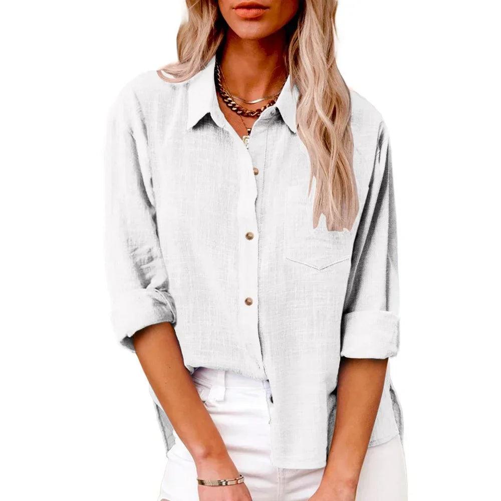 Cotton Linen Long Sleeve Shirts for Women Keep Short Eye Catching Colors Stylish Casual T-Shirts