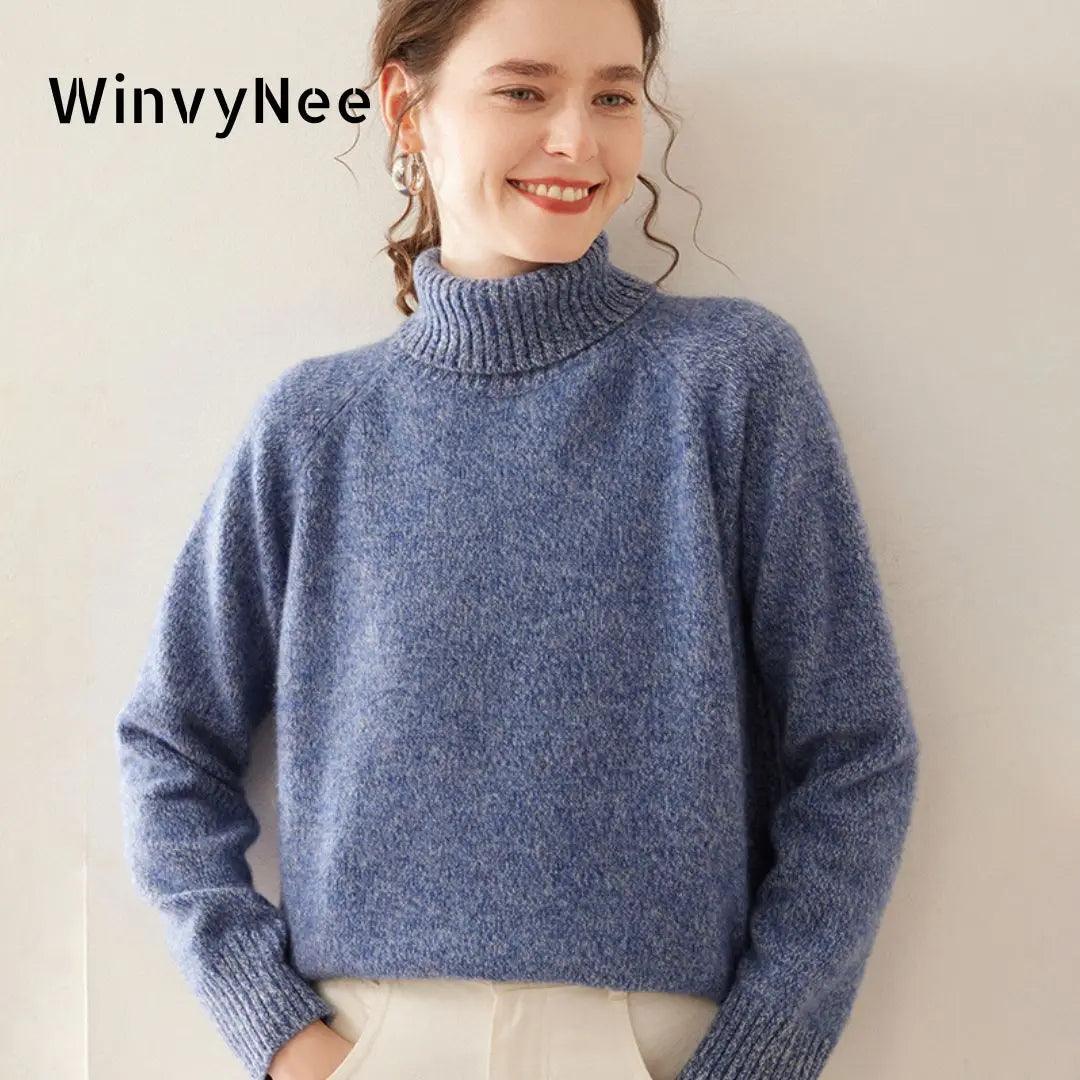 WinvyNee Women's Clothing Cashmere Wool Sweaters Turtleneck Thick Long Sleeve Solid Outerwears Pullovers Jumpers Winter A1054042