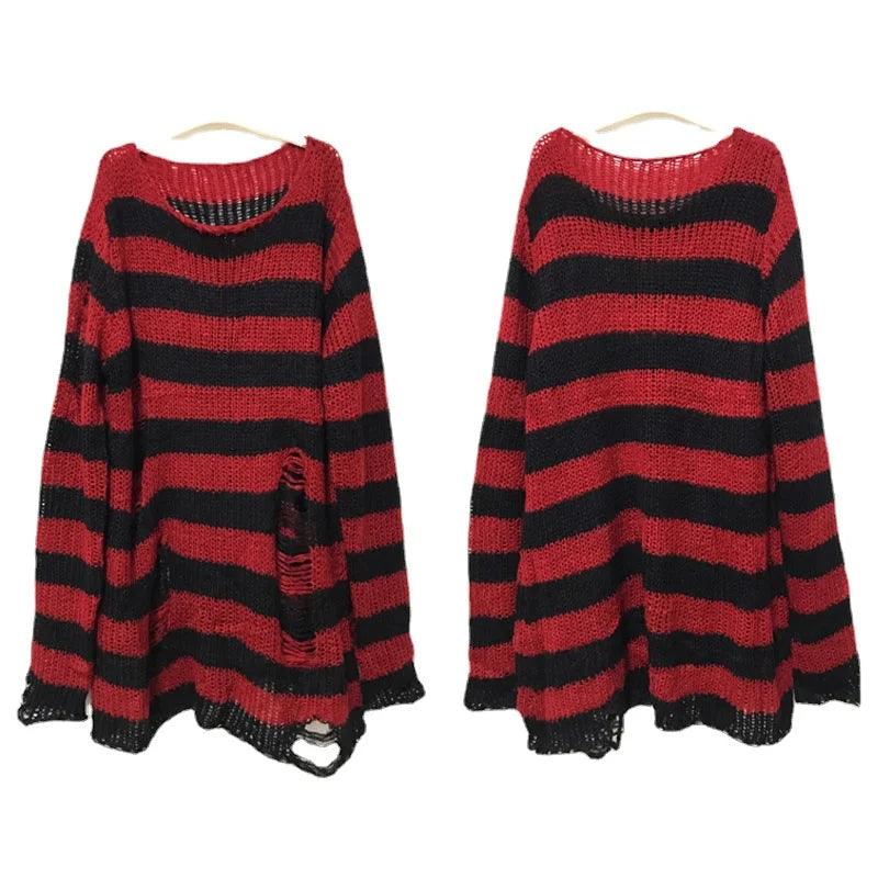 New Punk Gothic Long Unisex Sweater Summer Women Striped - go do best