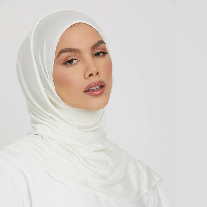 High Quality Hijab Plain Muslim Scarf Solid Color With Good Stitch Stretchy Soft Turban Head Wraps Shawl - go do best