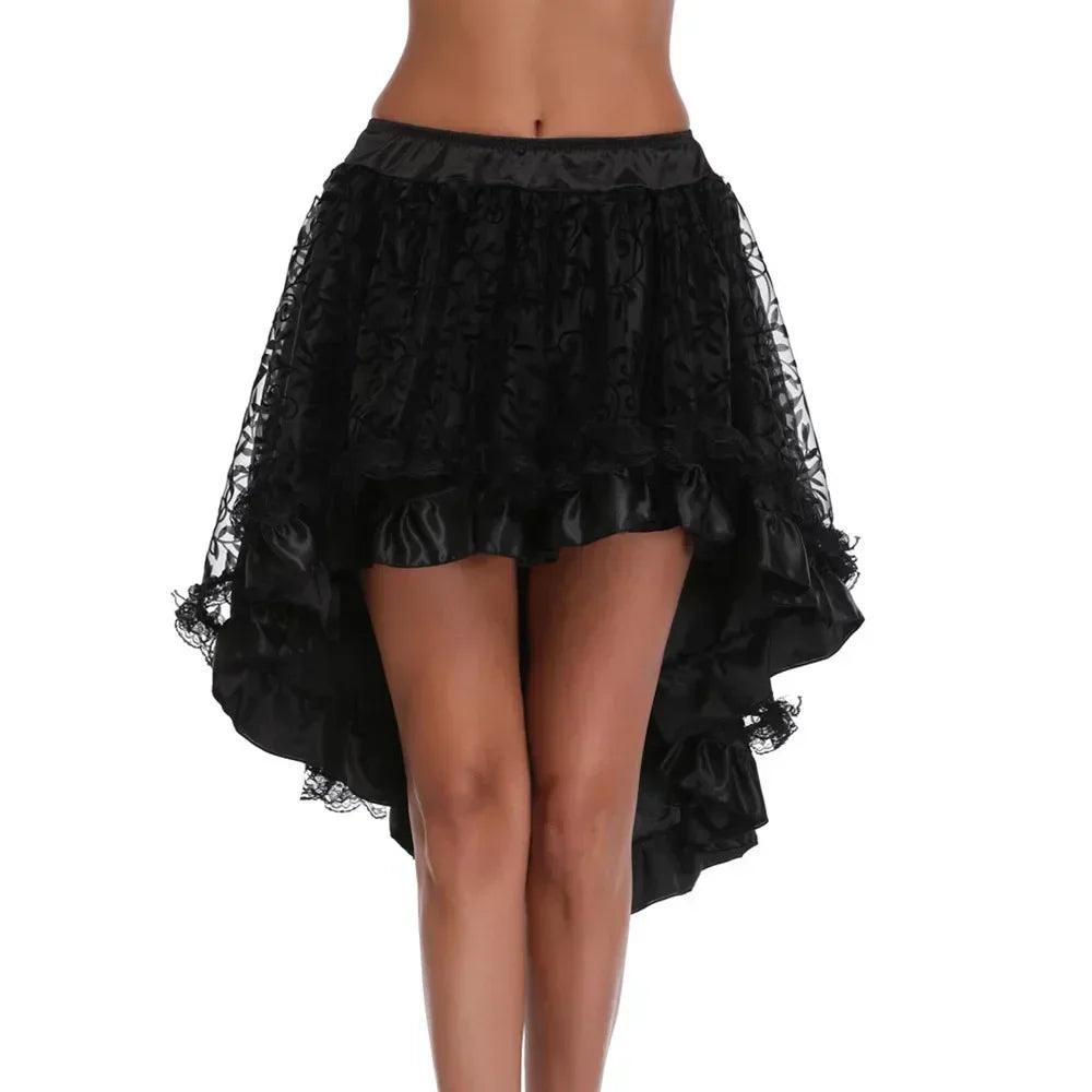 Women Lace Floral Skirt Asymmetrica Renaissance Victorian Pirate Medieval Sexy Gothic Corset Skirts Matching - go do best