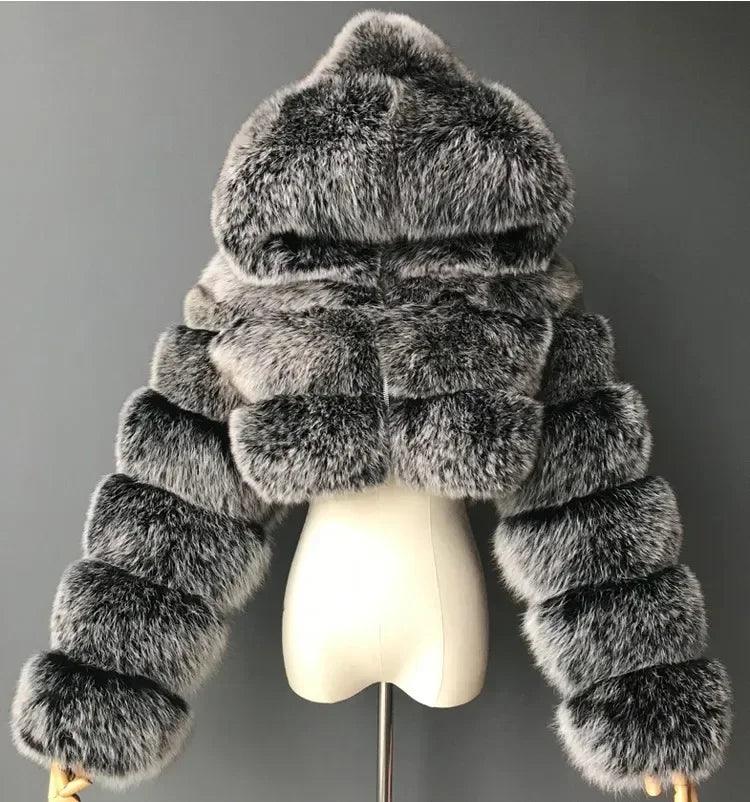 Fur Coats Jackets Women Fluffy Top Coat Hooded Straight Short Winter Fur Jacket Fashion Streetwear New - go do best