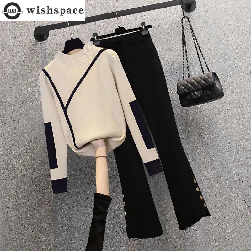 Women's Set 2023 Autumn/Winter New Edition Style Design Sense Knitted Sweater Casual Pants Two-piece Set - go do best