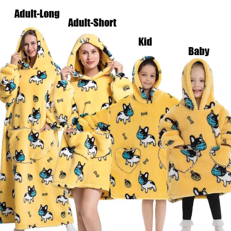 Winter Hoodies Sweatshirt Women Men Pullover Fleece Giant TV Oversized Blanket with Sleeves Adult Halloween Pumpkin Clothing - go do best