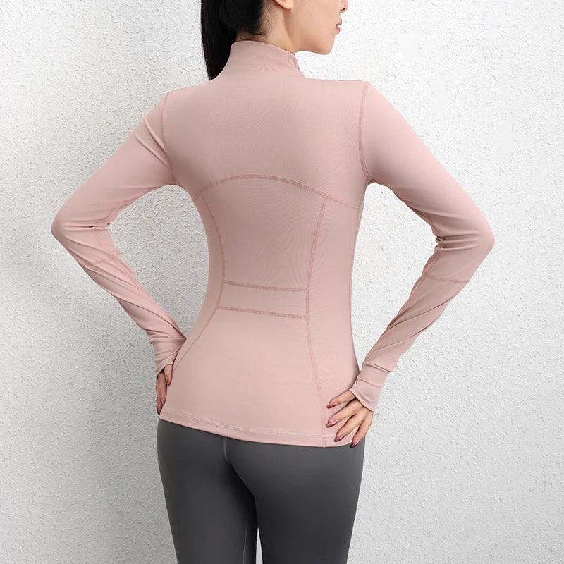 New fall and winter yoga long-sleeved top jacket Slim casual sports coat stand-up collar running quick dry fitness - go do best