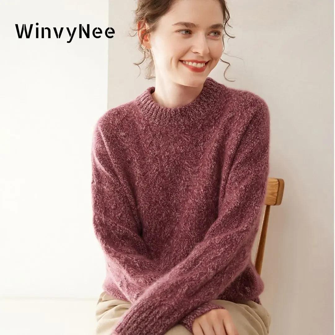 WinvyNee Winter Women Cashmere Wool Thick Sweaters O Neck Long Sleeve Solid Pullover Soft Outerwears Tops Autumn Winter A1054027