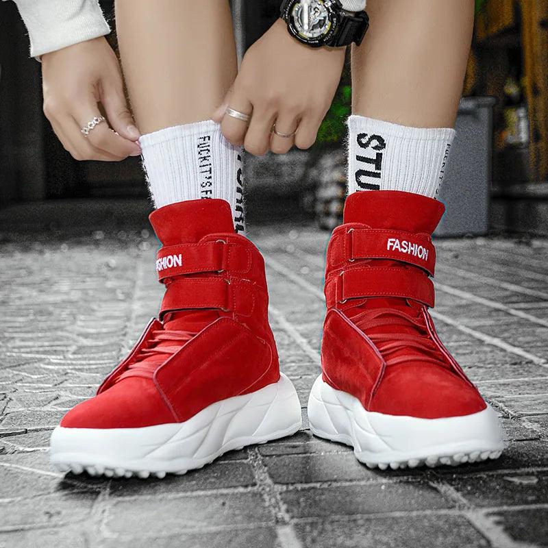 Fashion High Top Red Men's Winter Shoes - go do best