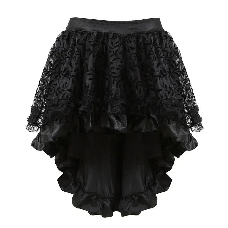 Women Lace Floral Skirt Asymmetrica Renaissance Victorian Pirate Medieval Sexy Gothic Corset Skirts Matching - go do best