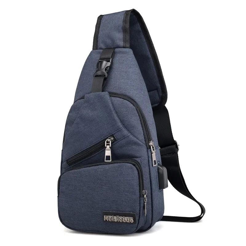 Fashion Boys Shoulder Bag USB Rechargeable Crossbody Bag Men's Anti-theft Multifunctional Chest Bag‘s Travel Backpack Handbag - go do best