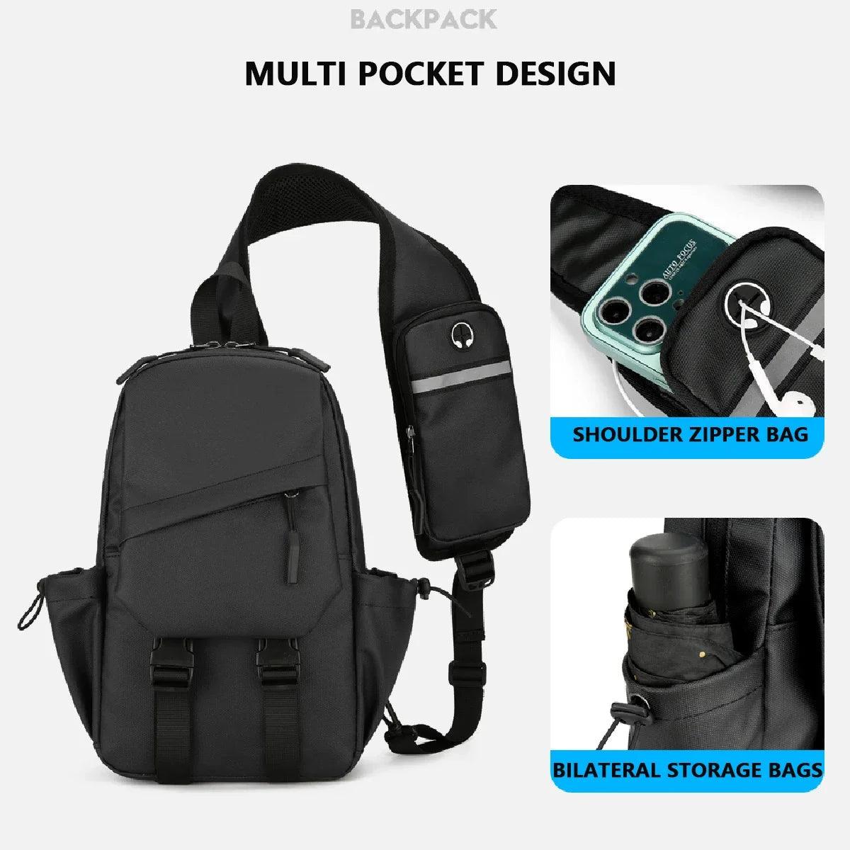 Men's essential chest bag, motorcycle, outdoor hiking, camping, fishing, leisure single shoulder sling bag - go do best